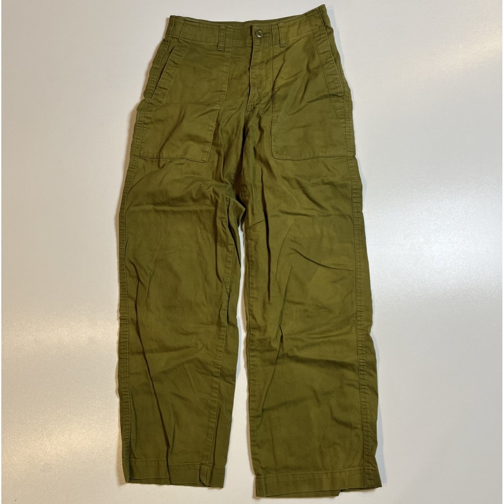 Uniqlo Fatigue Style Pants Size 2 Olive Green Camp Pocket Straight Leg Trousers